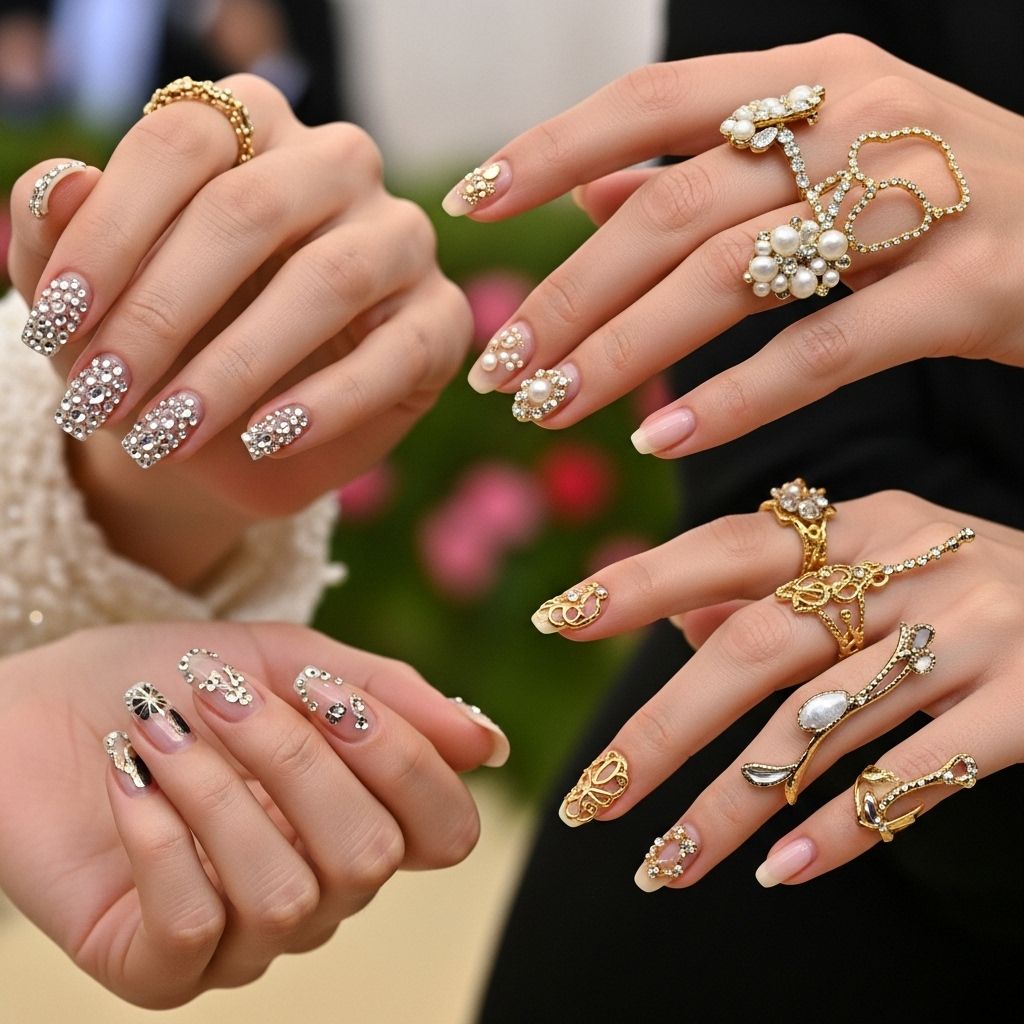 Discover the standout Met Gala 2025 manicures—from crystal pinstripes to tuxedo-inspired tips—setting new beauty trends.