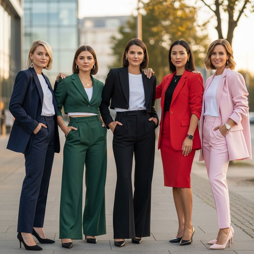 Master power dressing and express your style with the top women's suit sets, from bold colors to tailored classics and playful accessories.