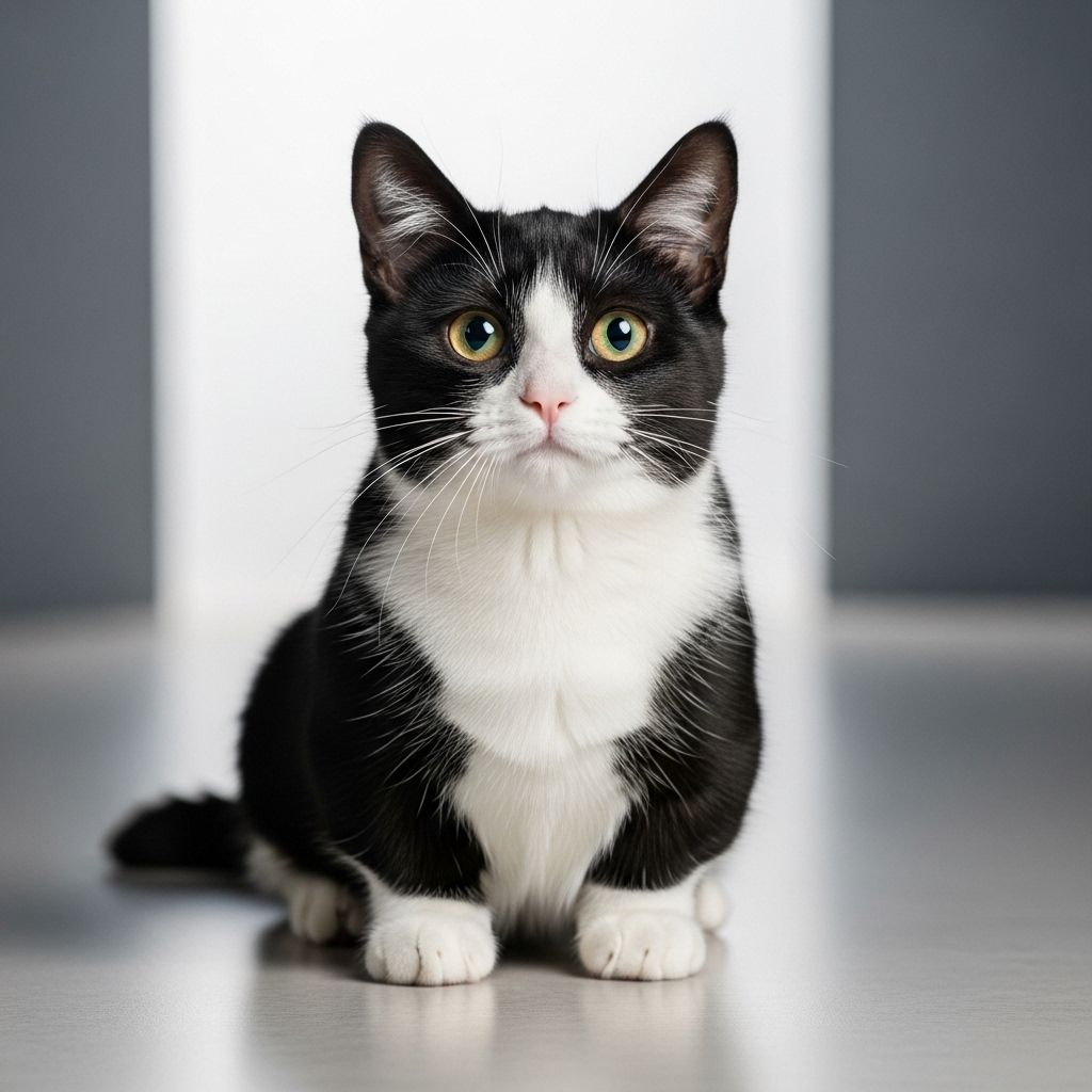 The Black and White Tuxedo Munchkin Cat: Breed Overview, History & Unique Facts Their short legs and bold markings make these cats irresistible playmates at home.