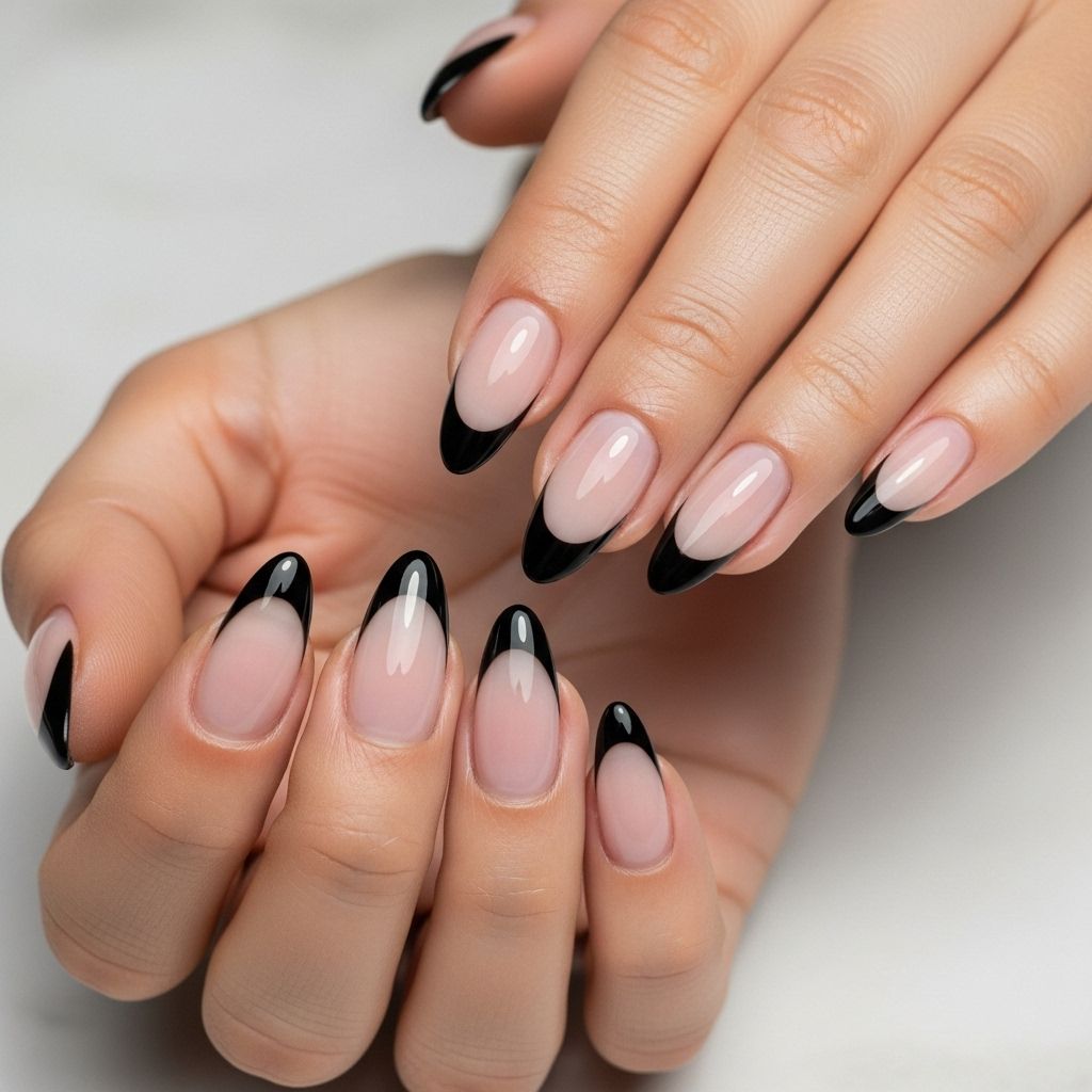 Black French tip nails redefine chic elegance, blending edgy flair and timeless sophistication for every style.