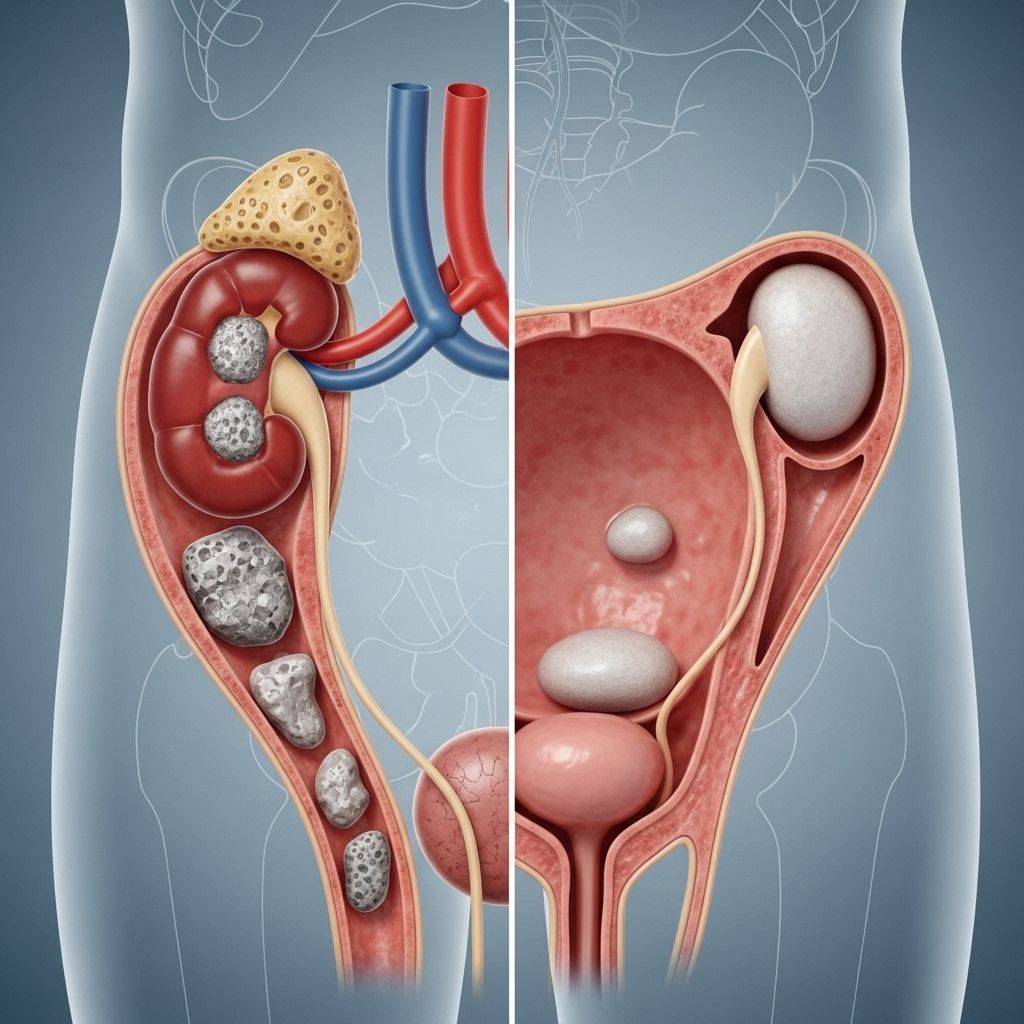Bladder Stones vs. Kidney Stones: Symptoms, Causes, and Treatment Understand the differences, symptoms, risk factors, and treatments for bladder stones and kidney stones to protect your urinary health.
