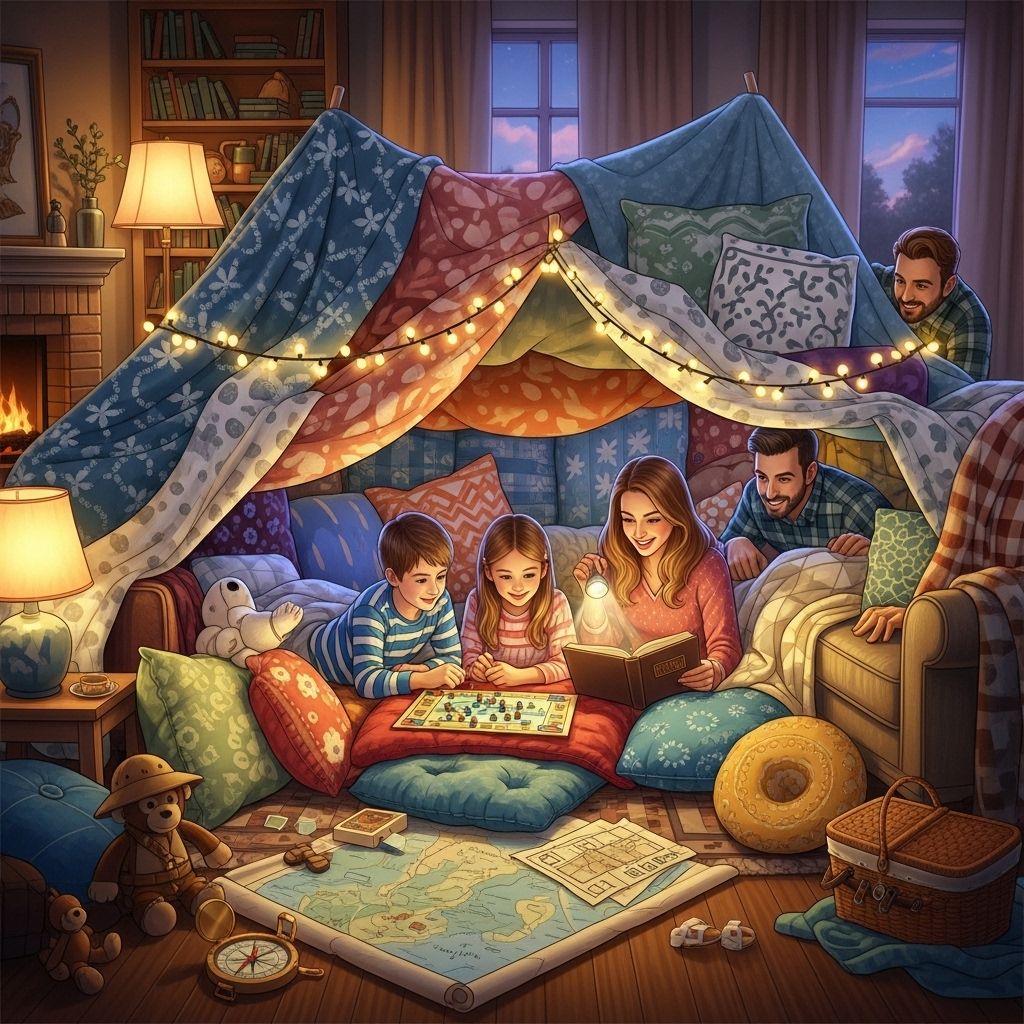 Everyday furniture and covers become a secret world of imagination and play.