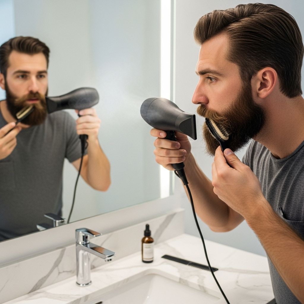 Blow Drying Your Beard: Expert Guide to Volume and Straightening for Healthier, Stylish Facial Hair Heat styling made safe and effective for a fuller, sleeker look every time.