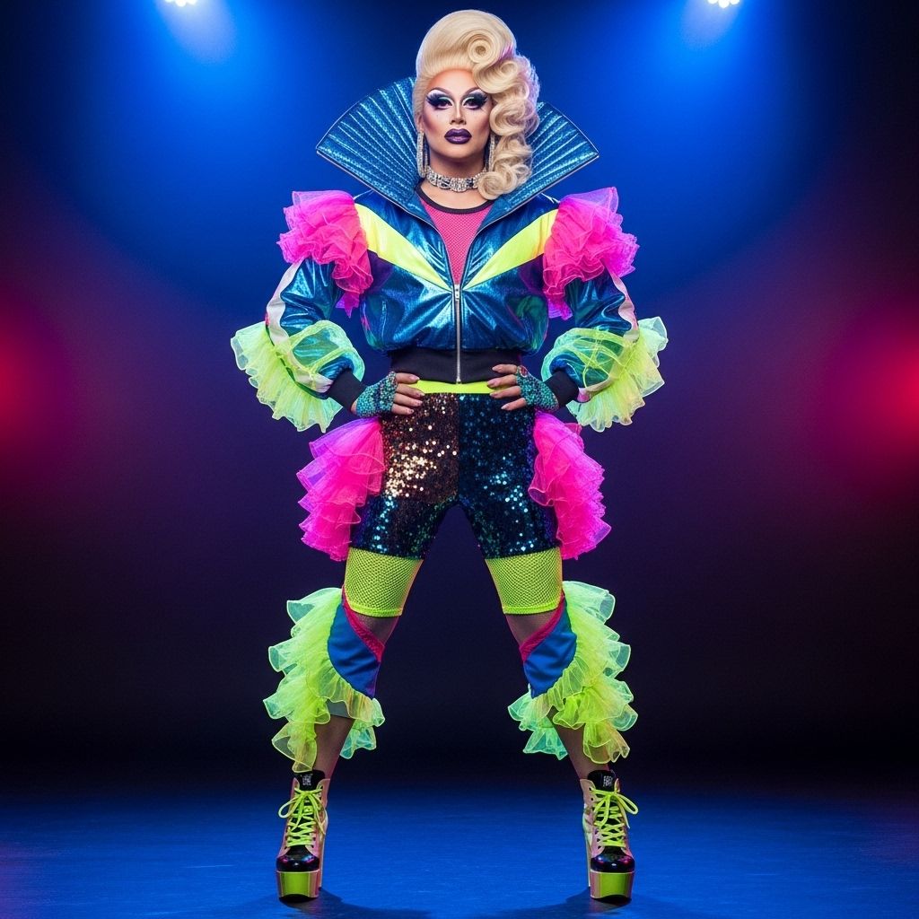 BOA glams up the classic hockey uniform, blending drag extravagance with bold sportswear in a look that redefines athletic fashion.