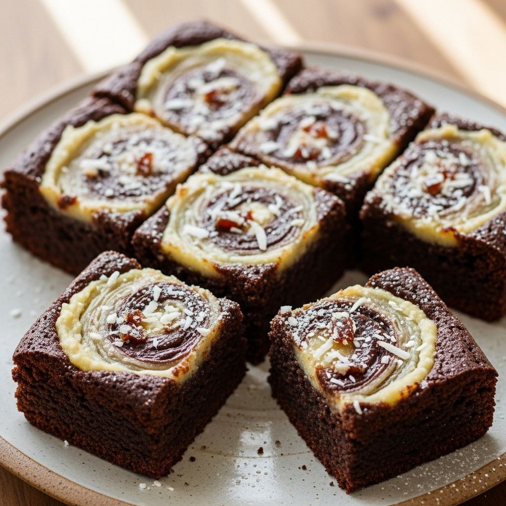 Discover how to make rich brownies with a coconut-date swirl for an irresistibly wholesome treat.