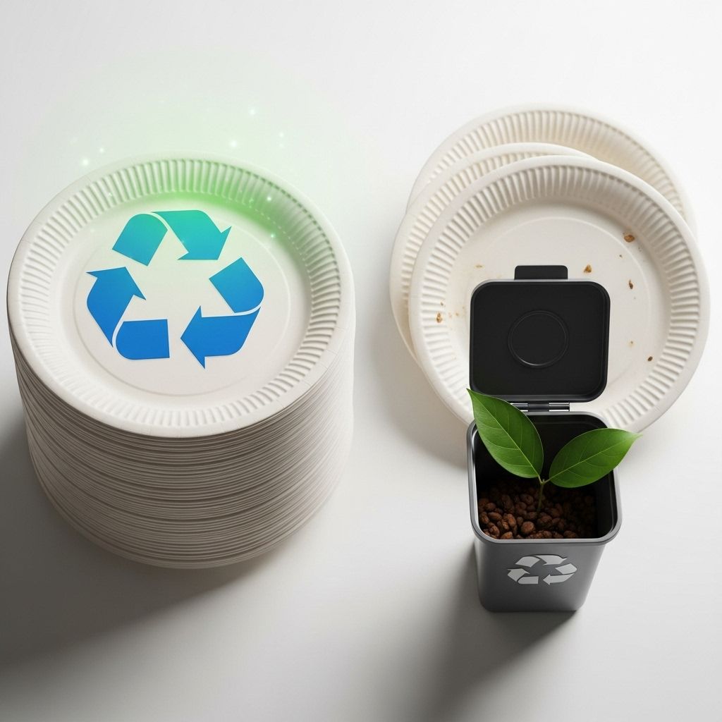 Learn the facts about recycling, composting, and reducing the environmental impact of using paper plates.