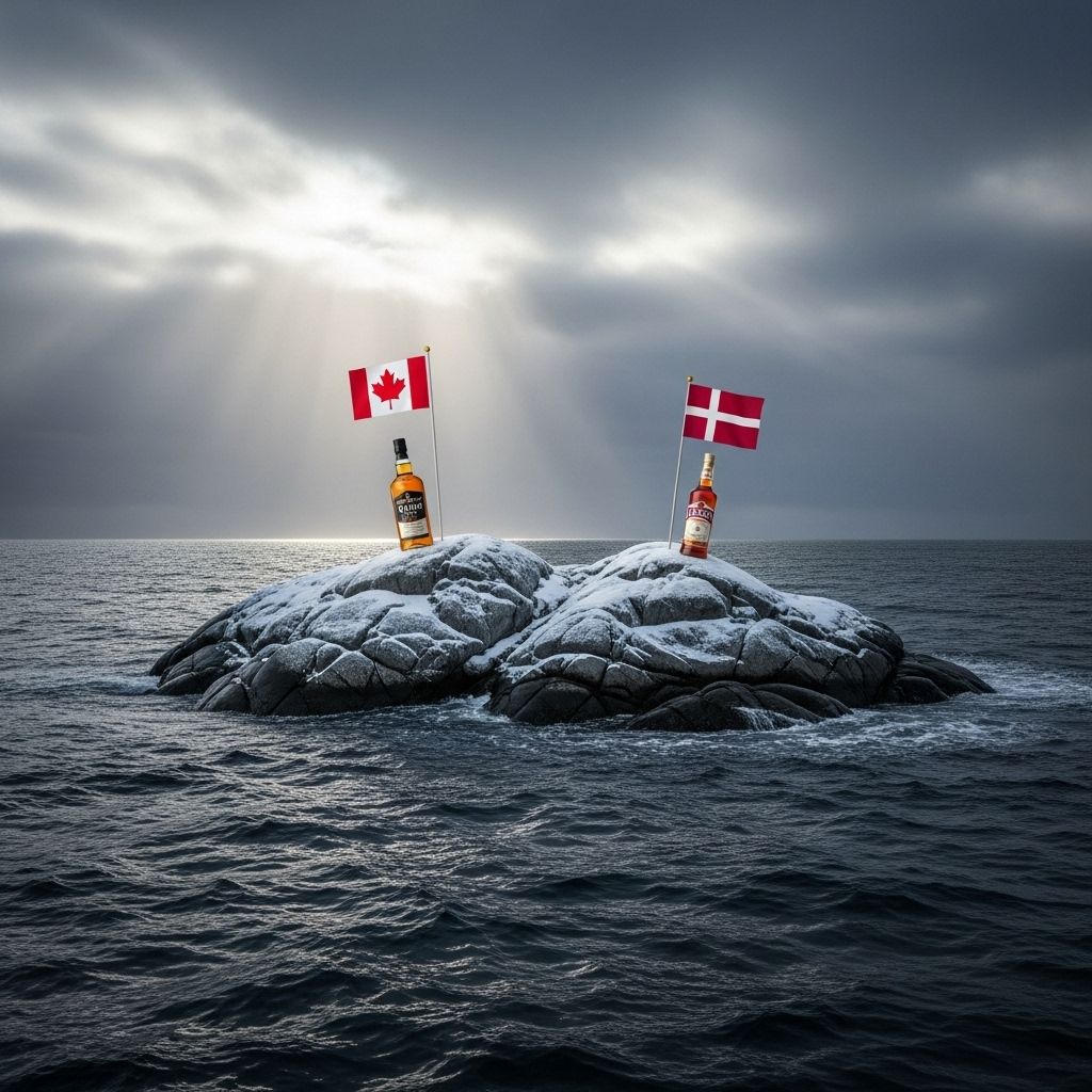 Explore the 50-year amicable border dispute between Canada and Denmark over Hans Island, settled with whisky, flags, and diplomacy.