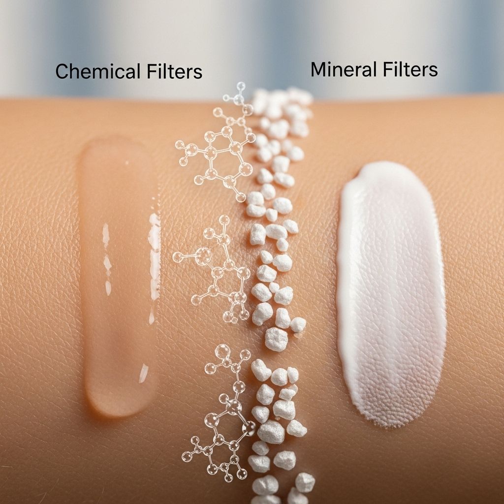 Chemical vs. Mineral Sunscreen Filters Comparison A closer look at how formula type impacts application, protection, and marine health.