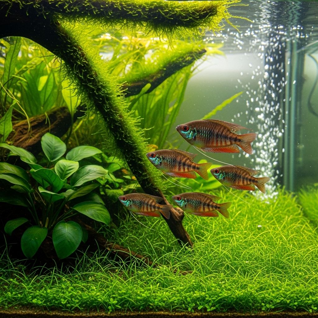 Soft, acidic water and rich plant cover enhance coloration and reduce stress.