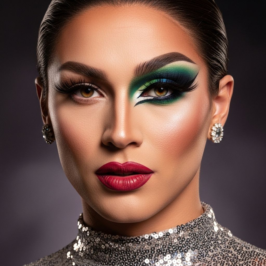 Follow every dazzling step as Christina Embers Taylor transforms into a starry drag goddess using advanced makeup artistry and style.