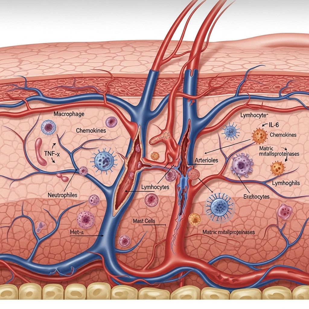 Chronic Inflammation and Dermal Blood Vessel Damage: Mechanisms, Consequences, and Therapies Disrupted blood flow fuels swelling and redness, pointing to new treatment possibilities.