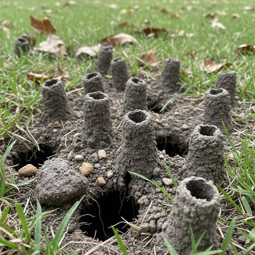 Subtle yard mounds hint at a massive underground awakening well before the first chorus.