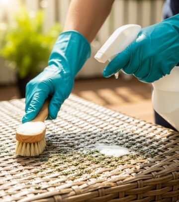Keep your patio set looking fresh by clearing spores and protecting materials with care.