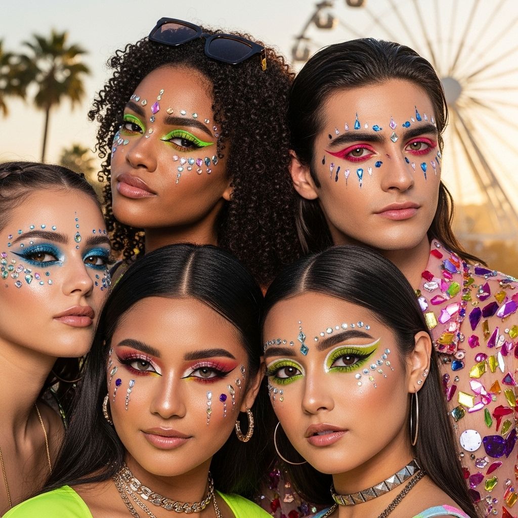 Unleash Your Inner Festival Icon With Glitter, Color, and Bold Beauty Inspired by Coachella’s Most Iconic Makeup Trends.
