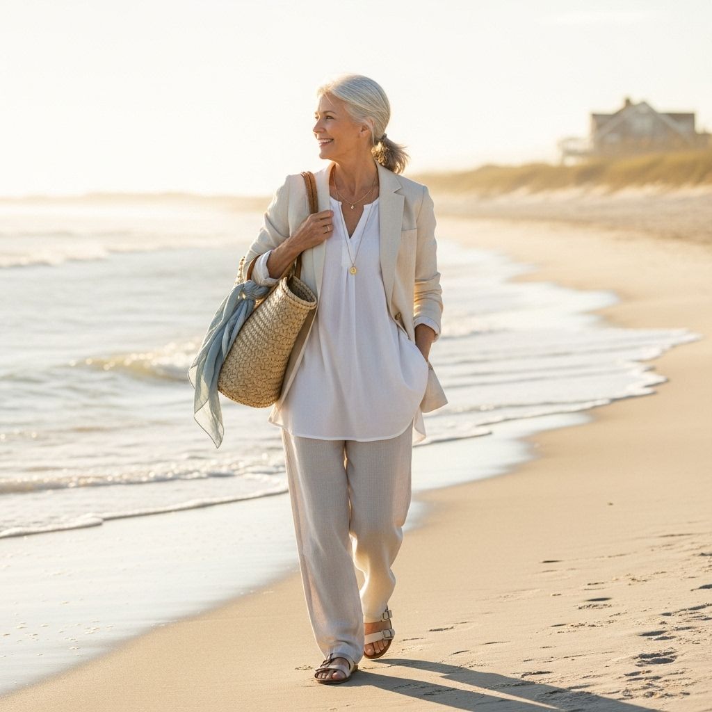 Discover the serene, timeless coastal grandmother style—an ageless fashion trend inspired by seaside living, comfort, and relaxed refinement.