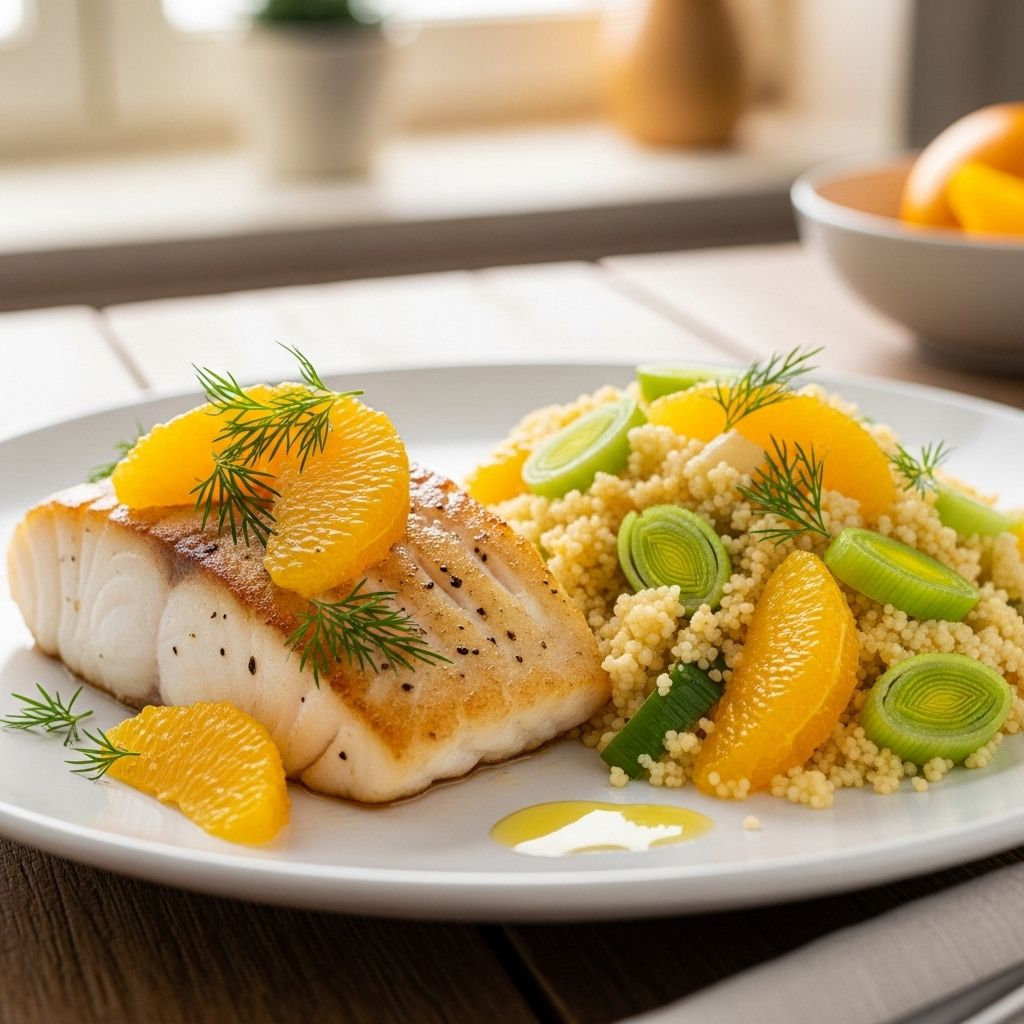 Bright flavors and healthy ingredients come together for an easy, delicious cod and couscous meal ready in just 30 minutes.