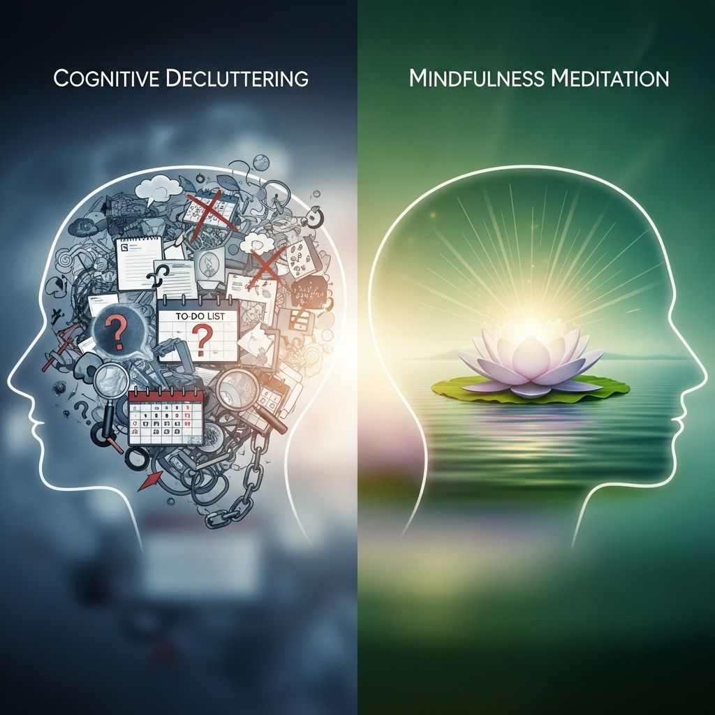 Cognitive Decluttering vs. Mindfulness Meditation: A Deep Dive Clearing mental clutter while staying present reduces stress and enhances clarity.