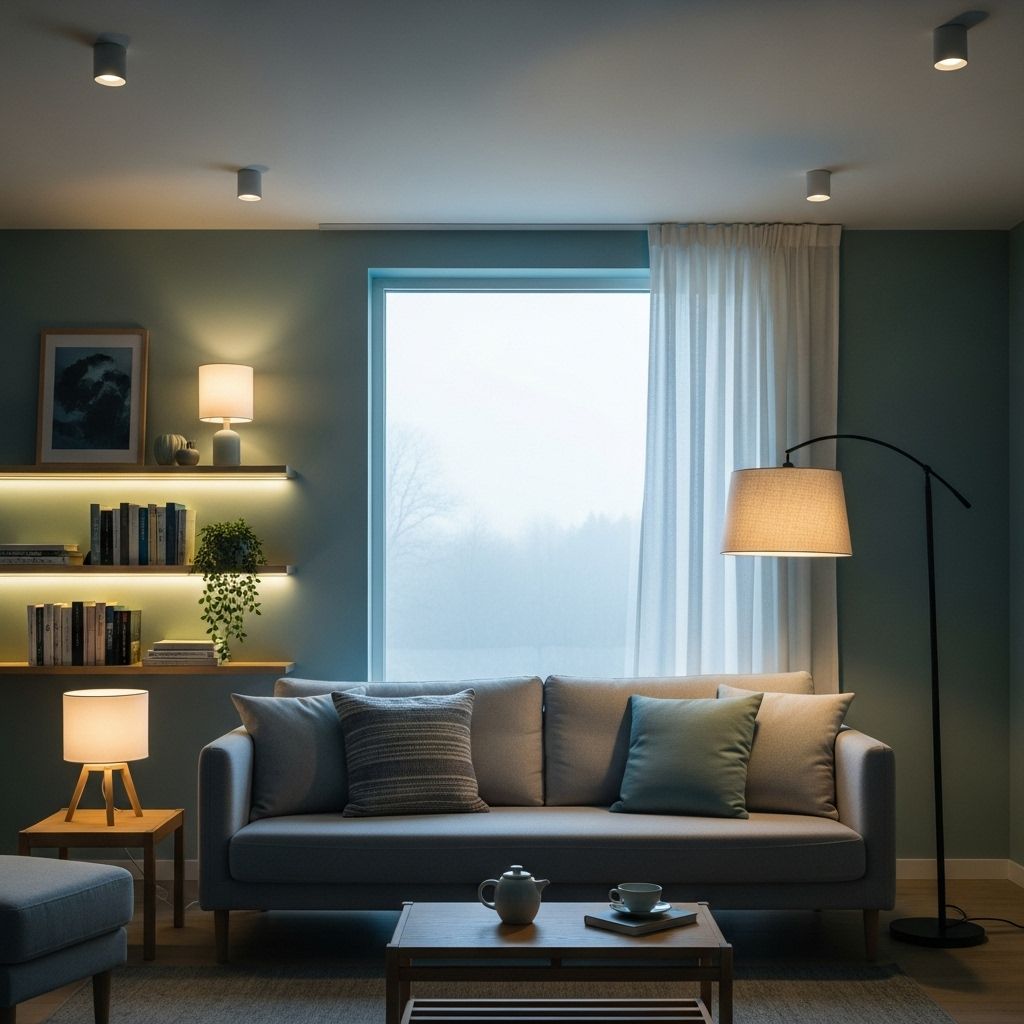 Color Psychology & Lighting: Designing Calming Spaces for Mental Well-Being Layer natural textures with gentle illumination for a peaceful, stress-free atmosphere.
