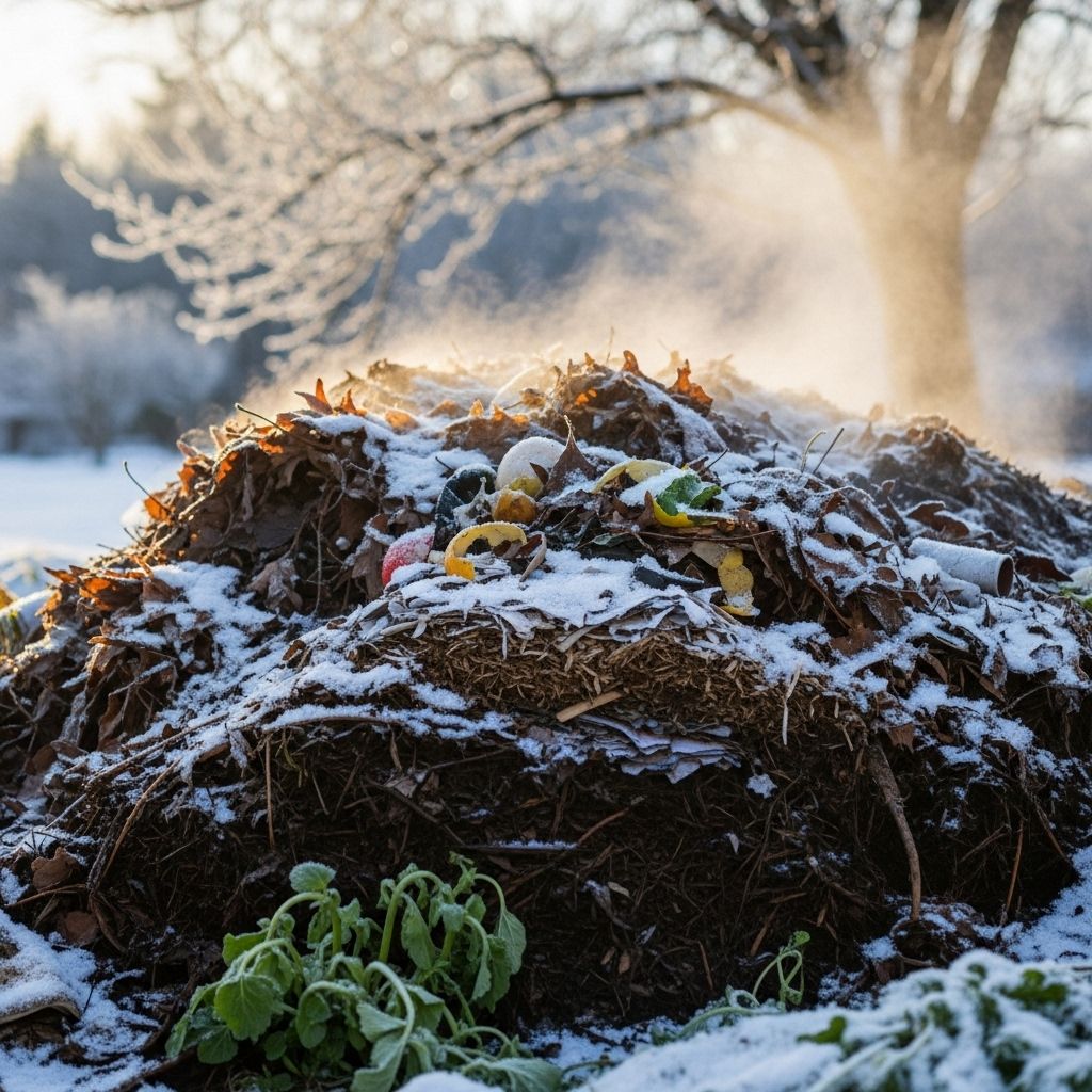 Your guide to composting during cold months—practical advice for keeping your compost active, odor-free, and nutrient-rich through winter.