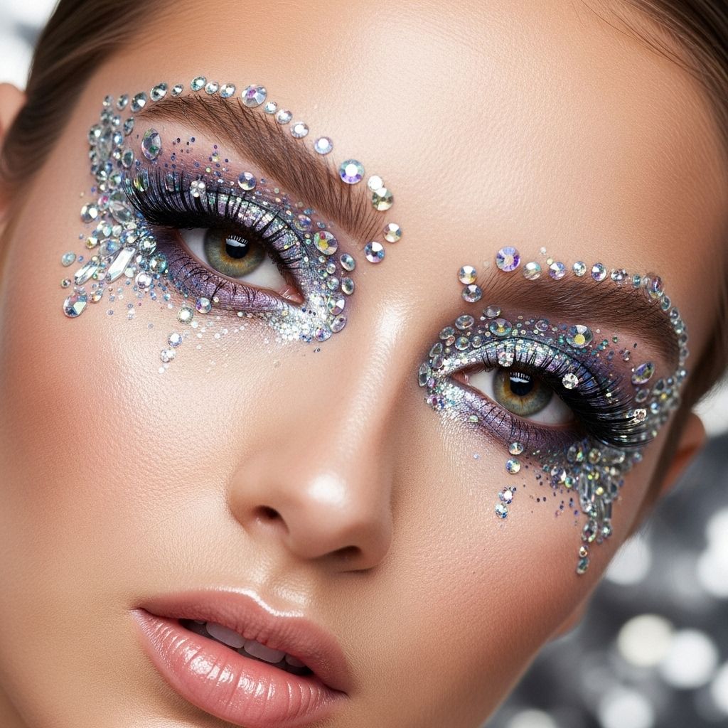 Explore dazzling crystal eye makeup looks inspired by drag queens and pop culture, plus expert tips for sparkling, show-stopping eyes.