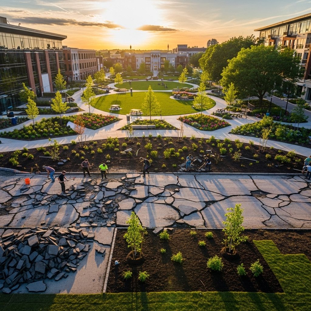 The depave movement unites communities to turn asphalt and concrete into green, vibrant spaces, combatting climate change and inequality.