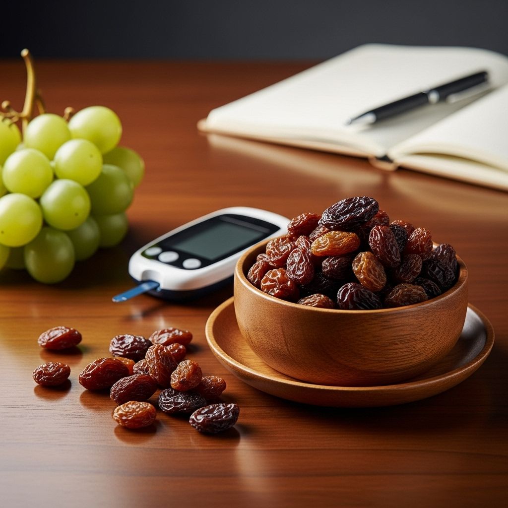 Explore the impact of raisins on blood glucose, glycemic index, and heart health for people with diabetes.