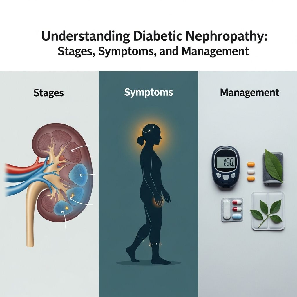 Understanding Diabetic Nephropathy: Stages, Symptoms, and Management A comprehensive guide to the stages, symptoms, risk factors, and treatment options for diabetic nephropathy, the kidney complication of diabetes.