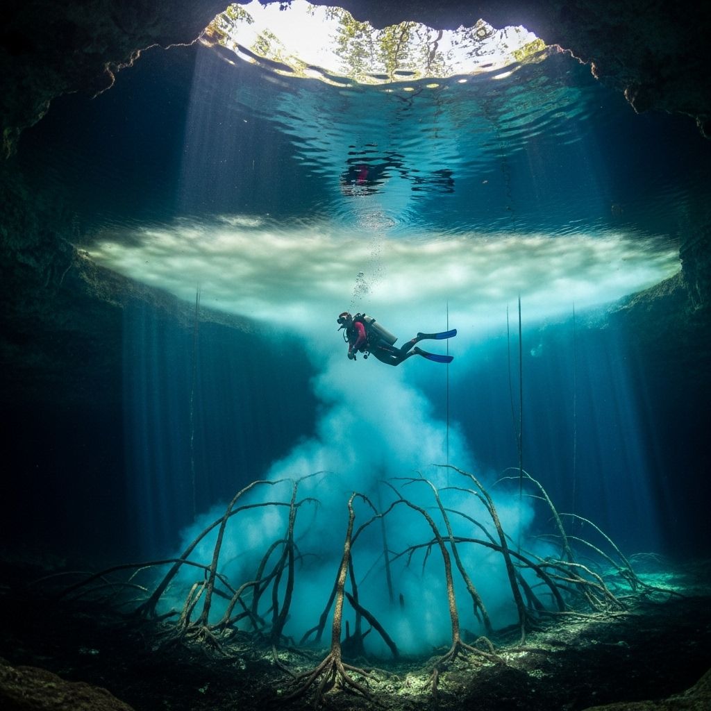 Journey beneath the Yucatan jungle and discover a world where rivers flow underwater, clouds form in liquid, and the Earth's mysteries await divers.