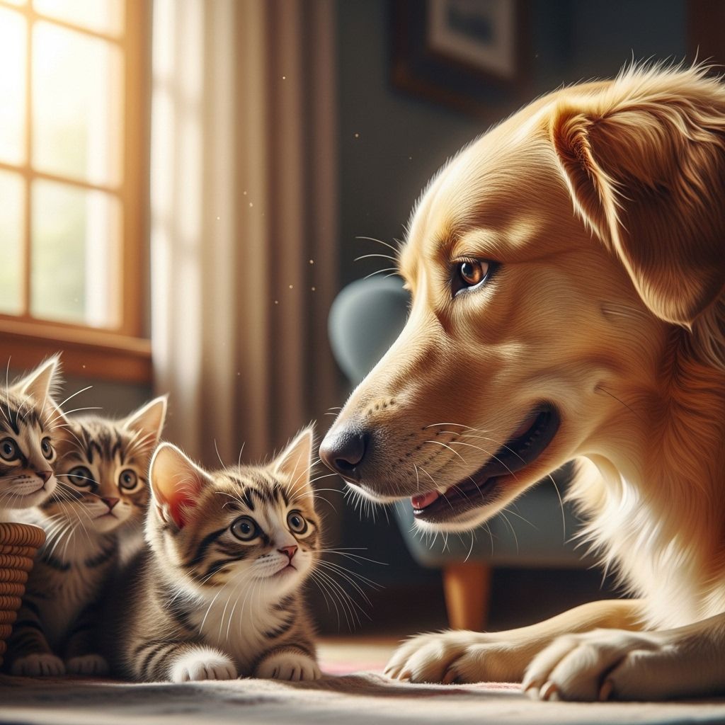 Gentle preparation and positive reinforcement pave the way to dog–kitten harmony.