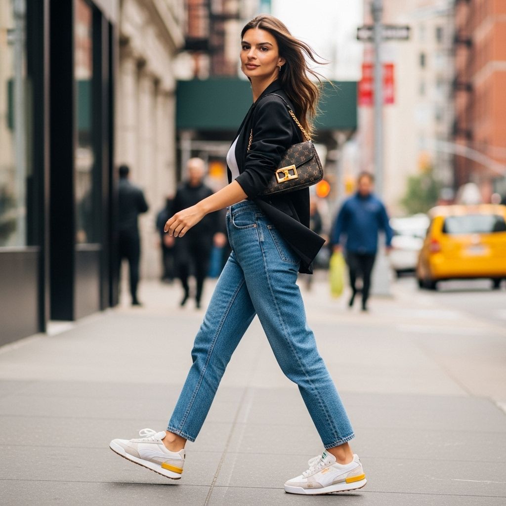 Emily Ratajkowski’s eye-catching take on classic Puma Palermo sneakers revives vintage street style for a new era.