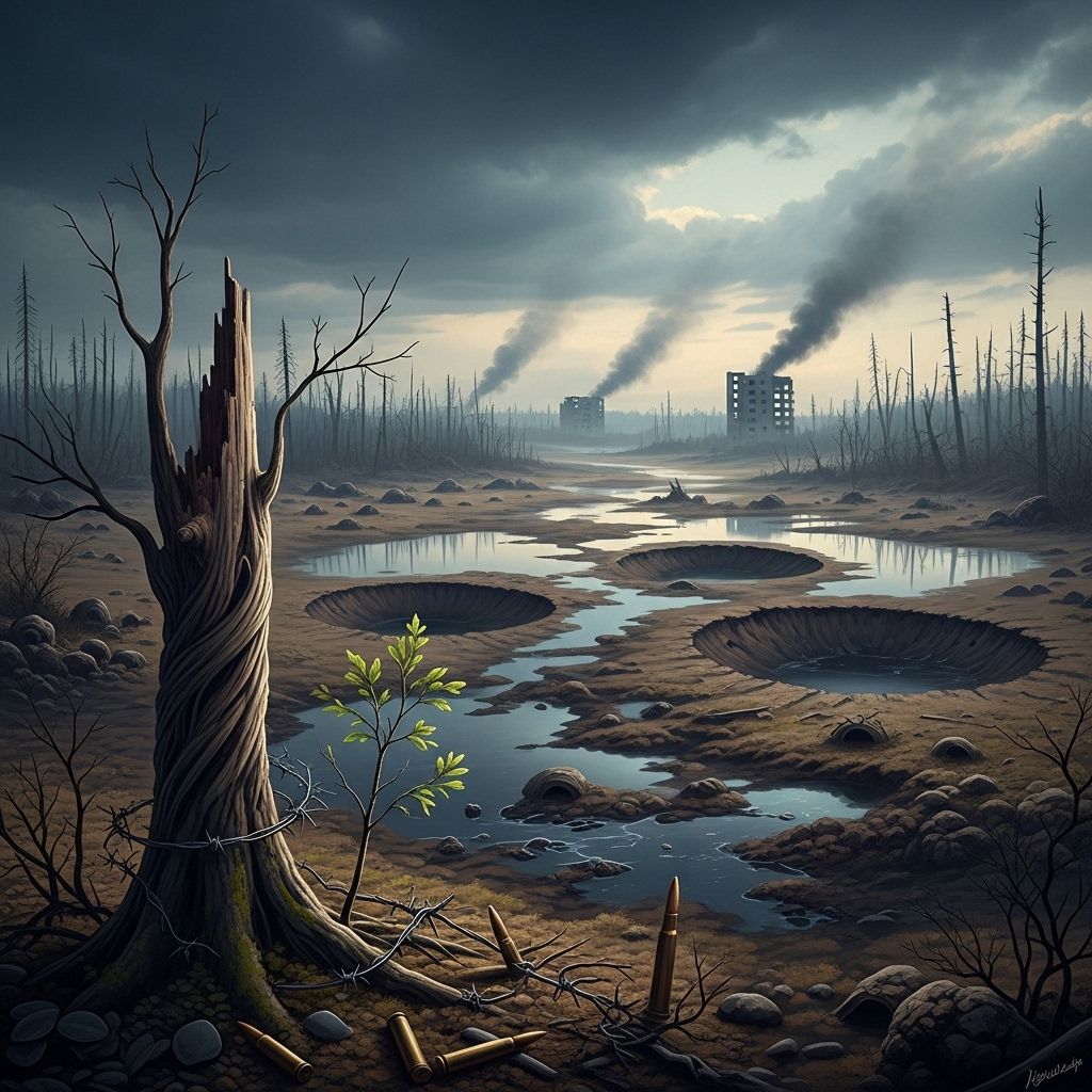 An in-depth exploration into how armed conflict devastates ecosystems, pollutes resources, and reshapes the natural landscape for generations.