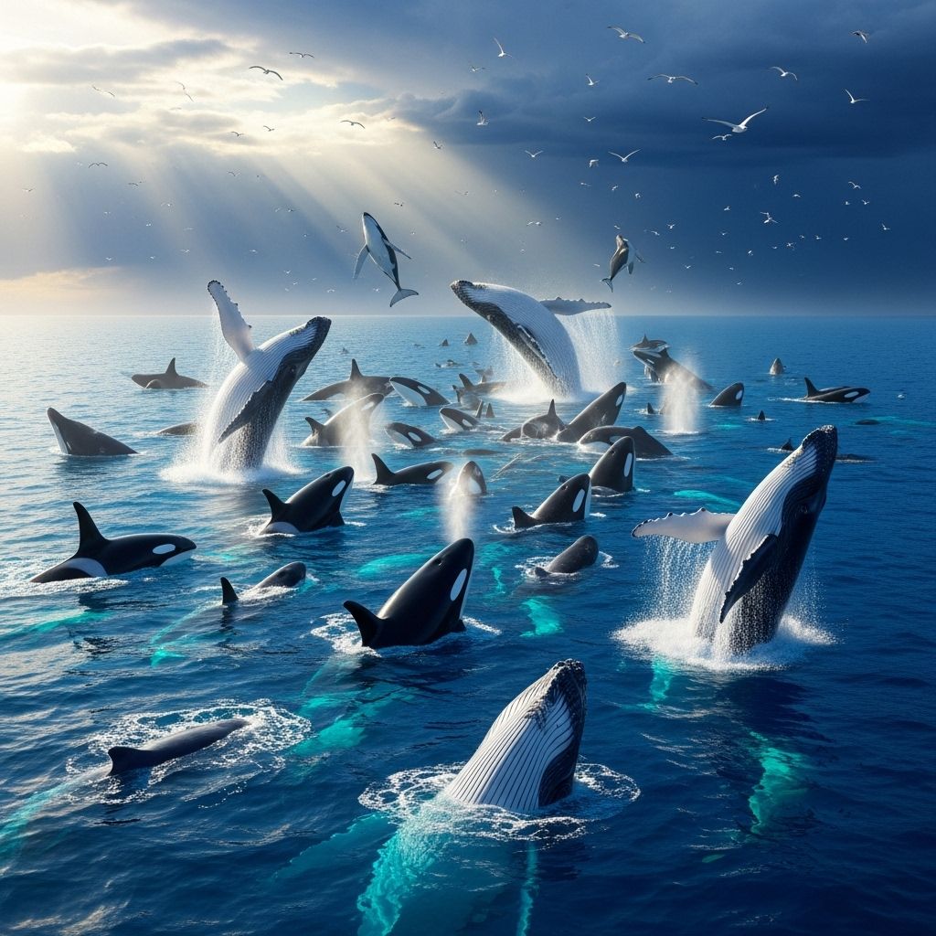 Mass gatherings of whales in the modern era reveal new insights into ocean health, whale recovery, and marine ecology.