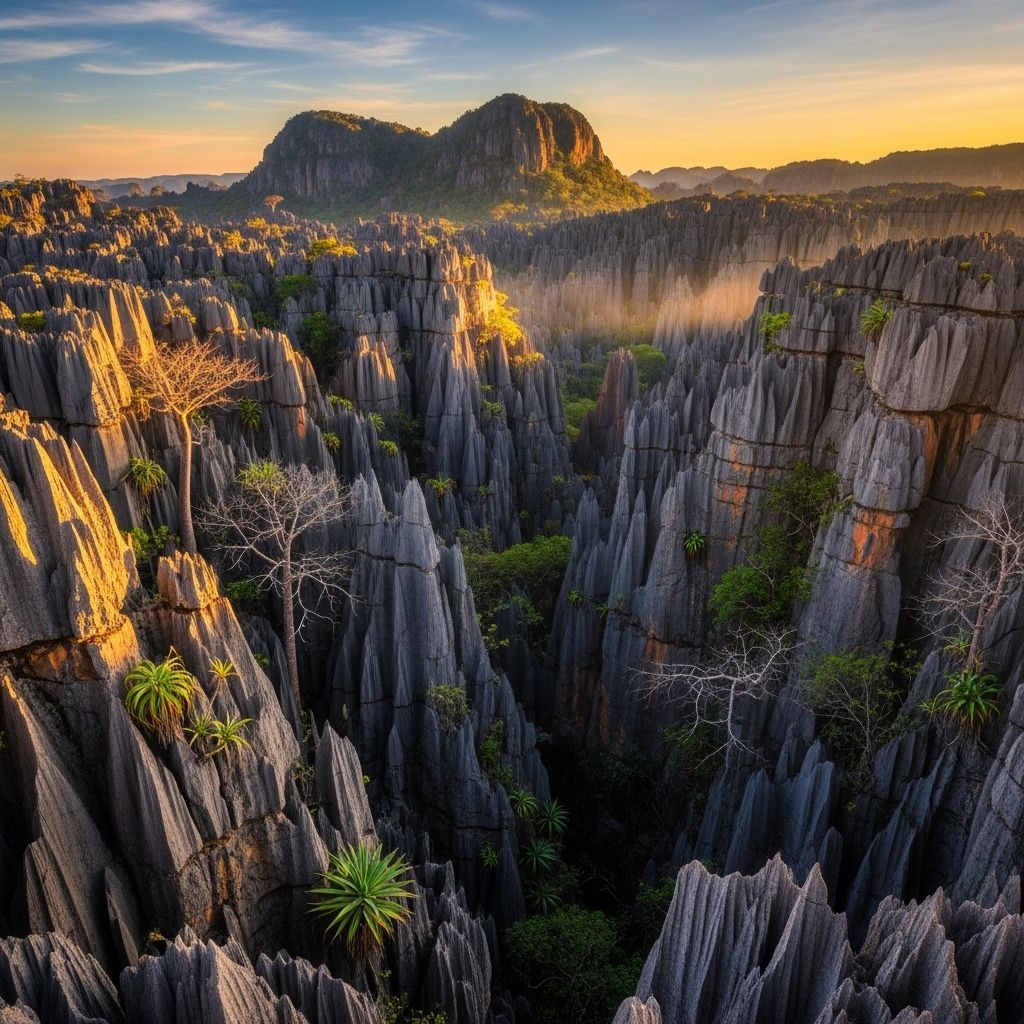 Journey inside Madagascar’s Tsingy de Bemaraha, a jagged limestone forest offering dramatic geology, rare wildlife, and thrilling adventure.