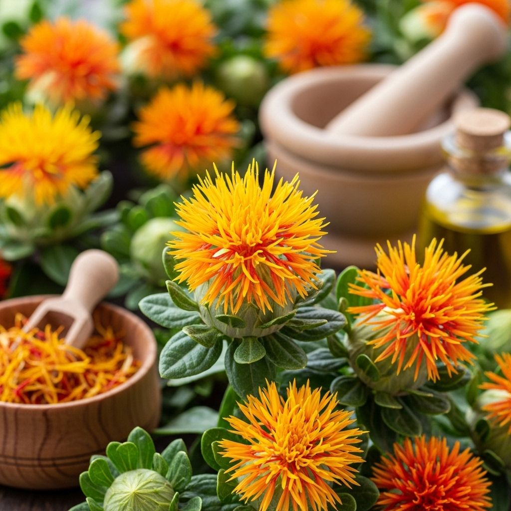 Uncover the history, health benefits, culinary uses, and taste of safflower, the vibrant plant known as 'false saffron'.
