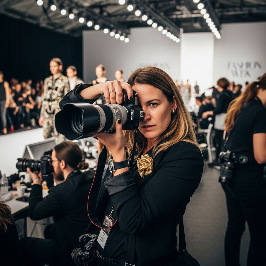 An unflinching look at the challenges, camaraderie, and change driven by women photographers at Fashion Week.