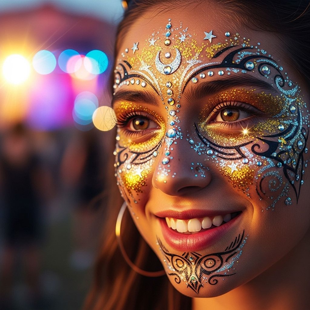 From temporary gems to intricate designs, face tattoos are the hottest festival accessory