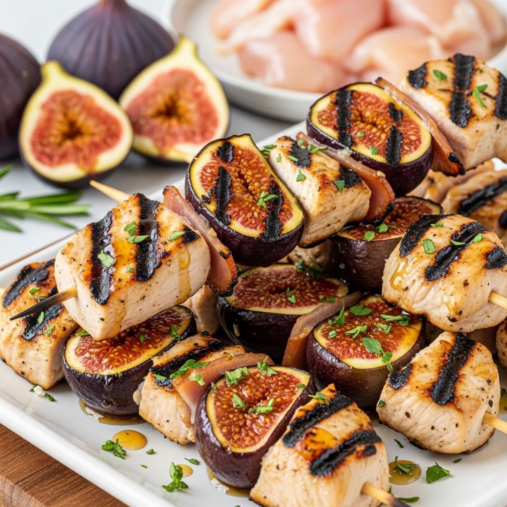 Experience a flavor-packed, high-protein dinner with fresh figs, tender chicken, and a zesty marmalade-balsamic glaze, all grilled to perfection.