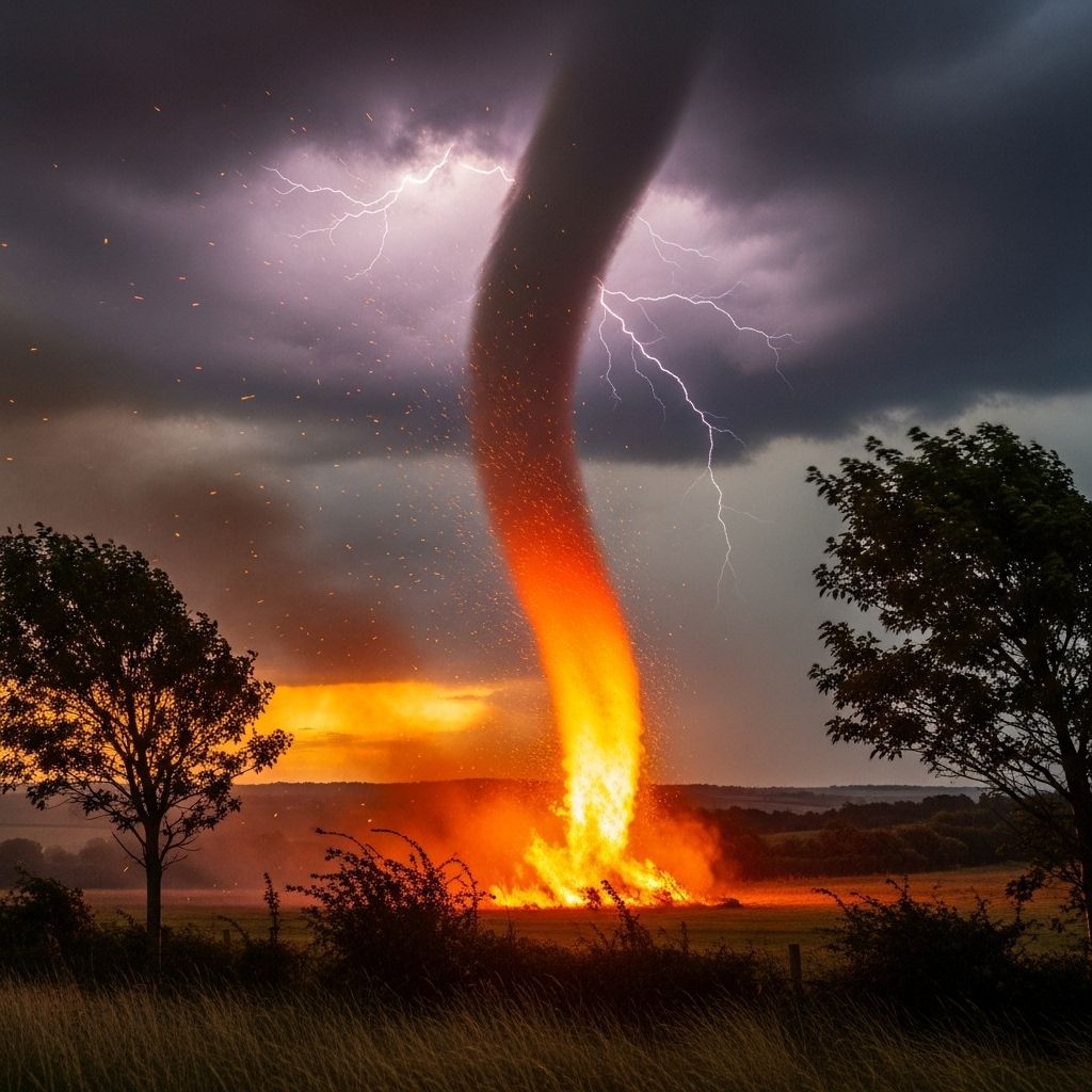A rare 'firenado' in Derbyshire, England reveals the dramatic power and unique risks of fire whirls—explained, witnessed, and contextualized.