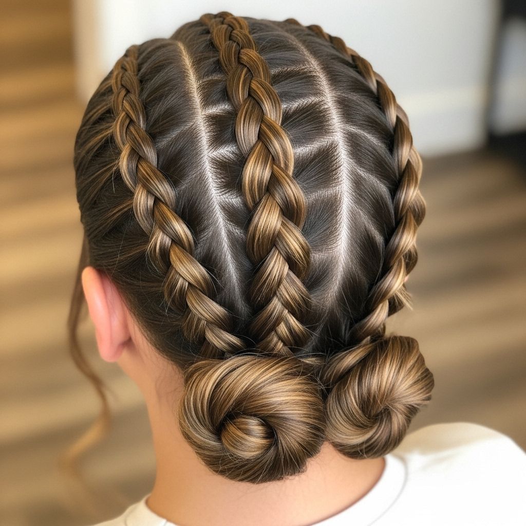 Turn classic French braids into playful mini buns for an eye-catching, practical protective style that works for every occasion.