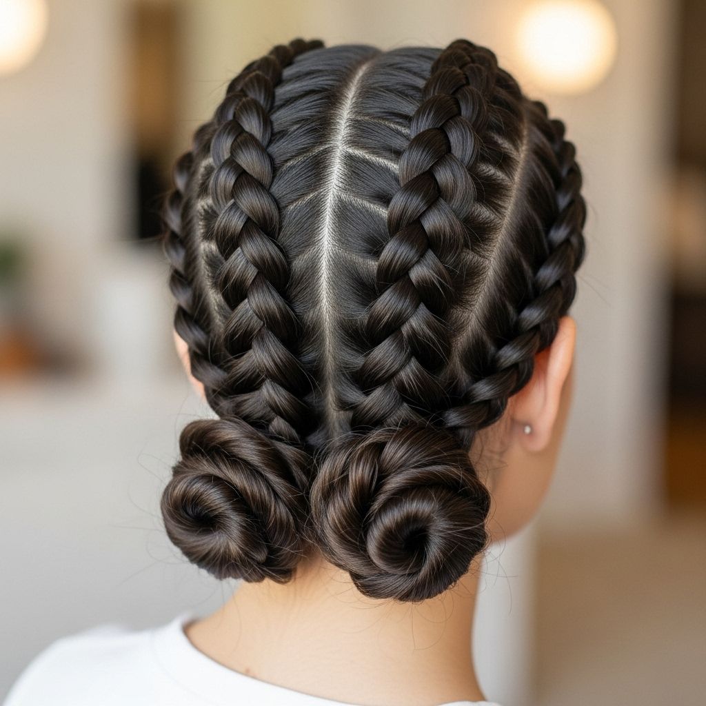 Turn classic French braids into playful mini buns for an eye-catching, practical protective style that works for every occasion.