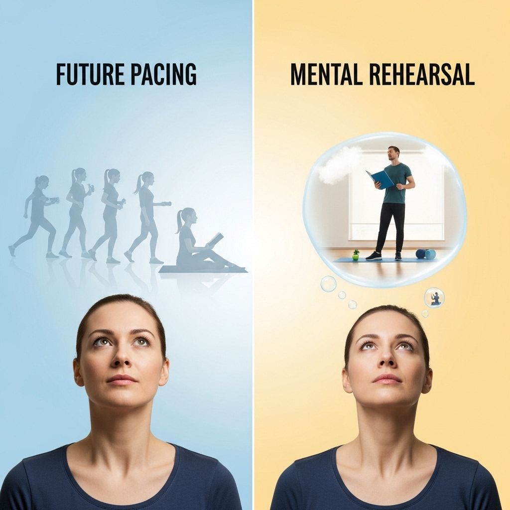 Future Pacing vs. Mental Rehearsal for Habits: Techniques, Science, and Practical Impact Guided mental practice builds the brain’s response patterns to trigger desired behaviors.