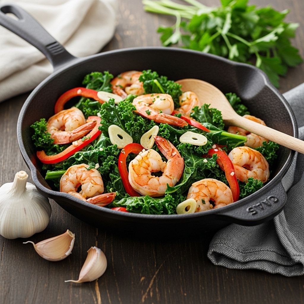 This garlic shrimp and kale stir-fry is a quick, nutritious one-pan meal packed with flavor, protein, and vibrant greens.