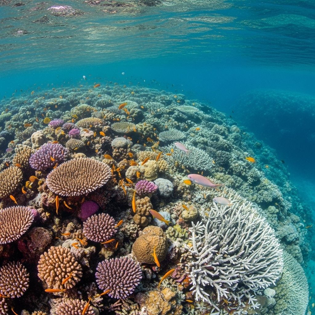 The Great Barrier Reef faces unprecedented threats from climate change, pollution, and human development, endangering its diverse ecosystems.