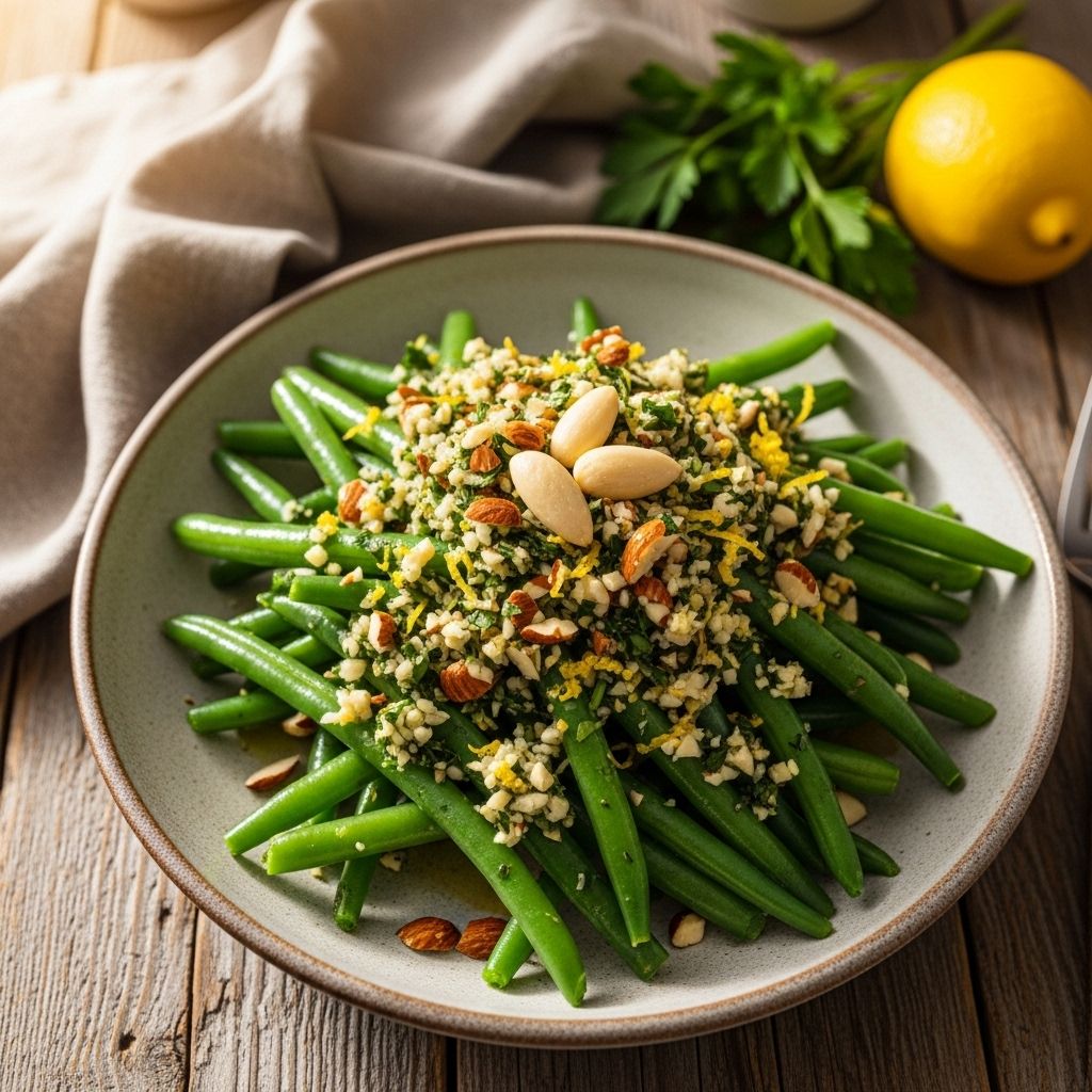 Discover how green beans paired with almond gremolata create a vibrant, healthy, and delicious addition to any meal.
