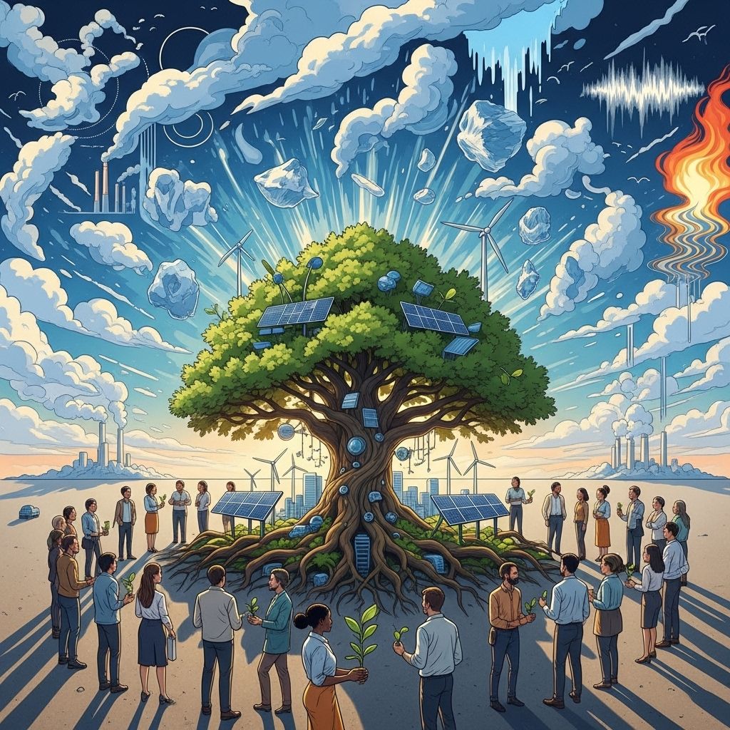 Embracing green living and open dialogue is key to tackling root causes of global climate issues for lasting change.