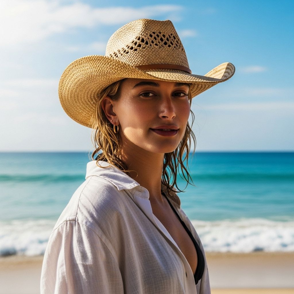 Discover why Hailey Bieber's western-inspired cowboy hat is the must-have accessory for beach days, poolside lounging, and summer style.