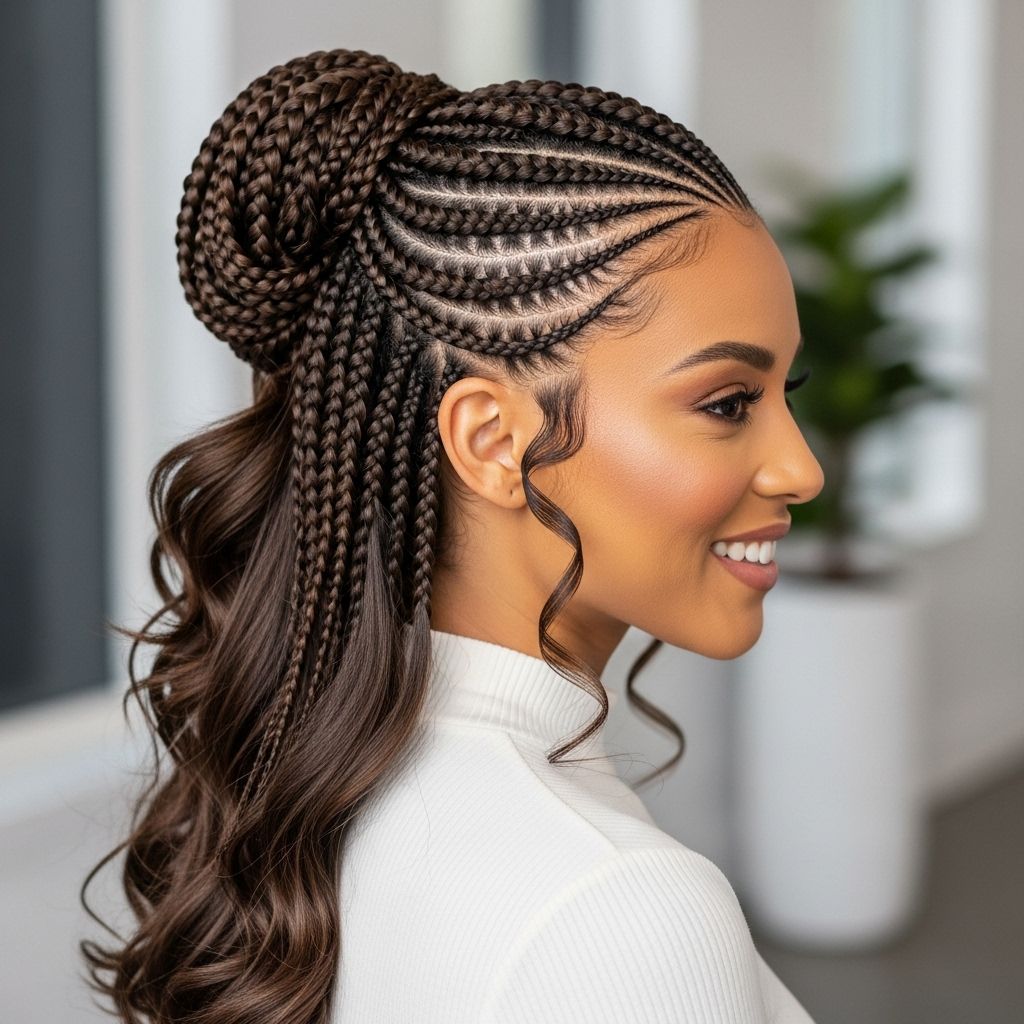 Discover how to create and personalize the half-up half-down stitch braids style with expert styling advice, product recommendations, and top maintenance secrets.