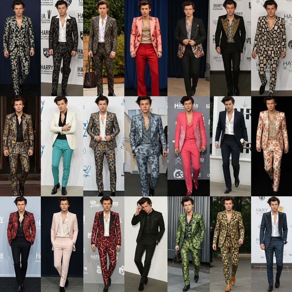 Step inside Harry Styles’ sartorial revolution—20 looks that trace his bold path from skinny jeans to statement sequins.
