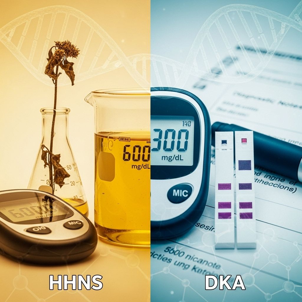 Explore the critical differences, warning signs, and treatments for two life-threatening diabetes complications: HHNS and DKA.