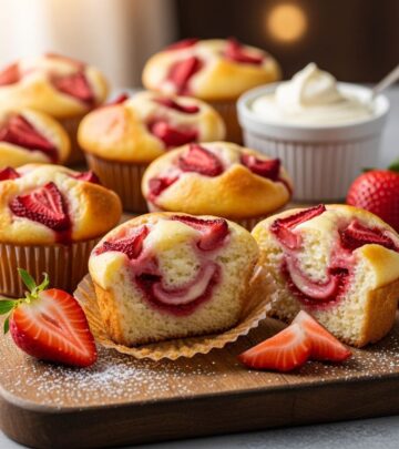 Delicious Strawberry Cheesecake Muffins Made at Home